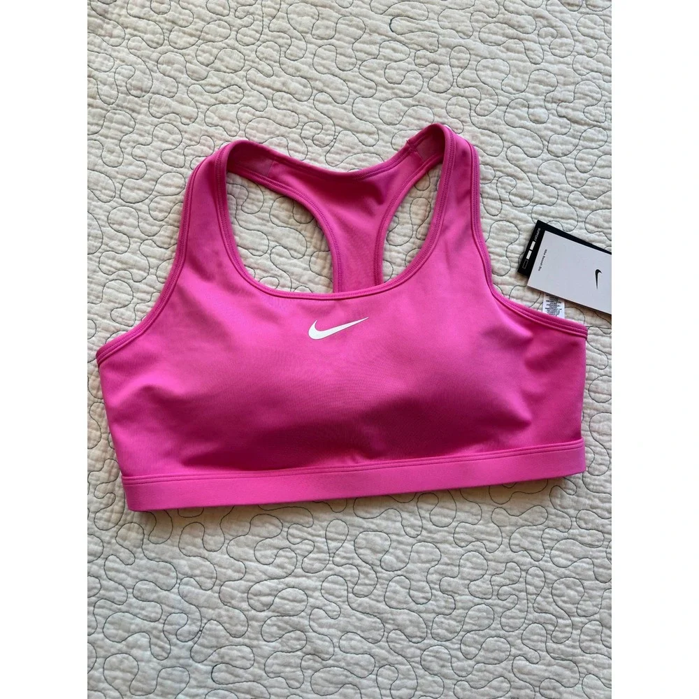 Nike Swoosh Medium Support Sports Bra Pink Racerback Womens‎ Size XL